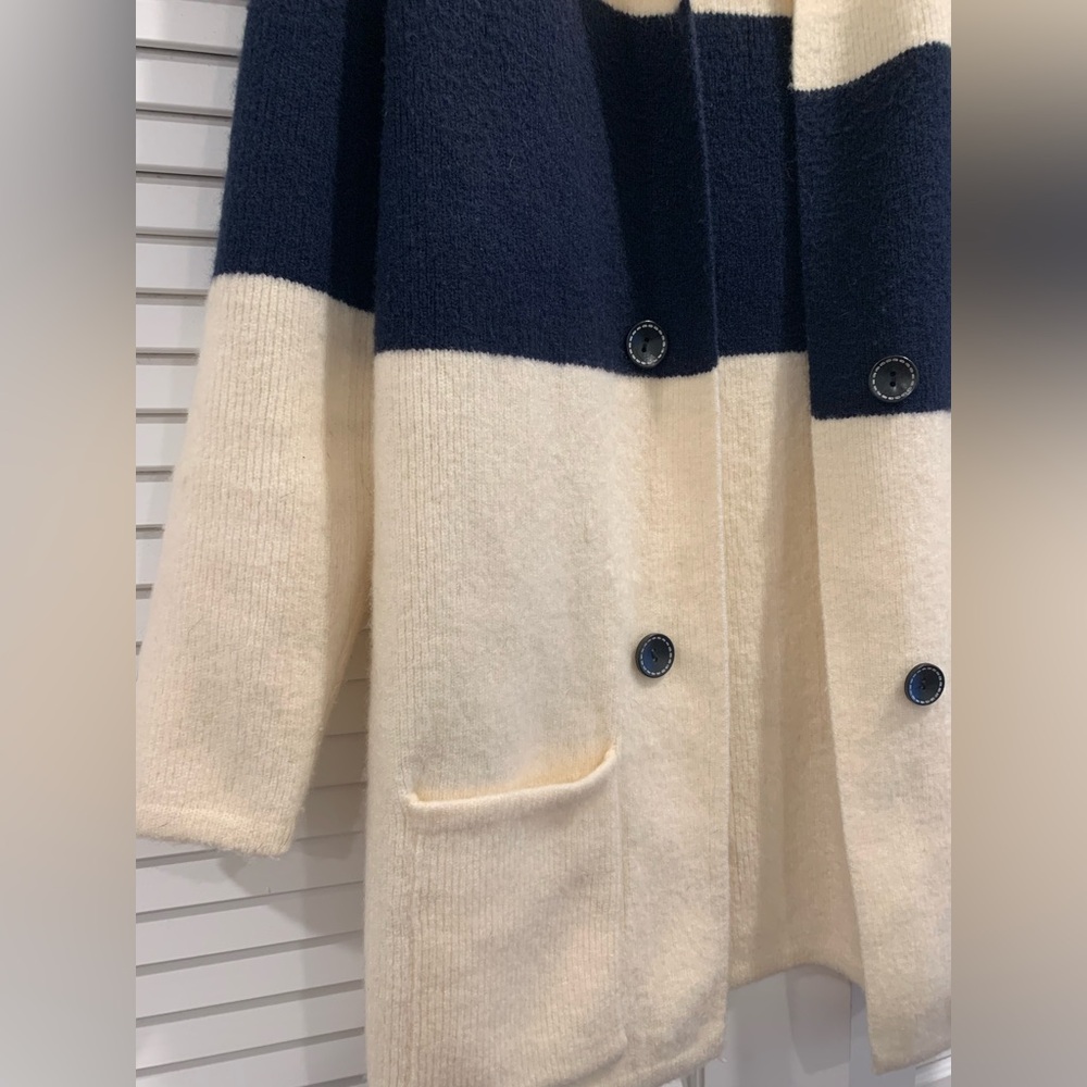 EUC Anthropologie La FEE VERTE striped cardigan sweater wool blend size Medium - Picture 5 of 7